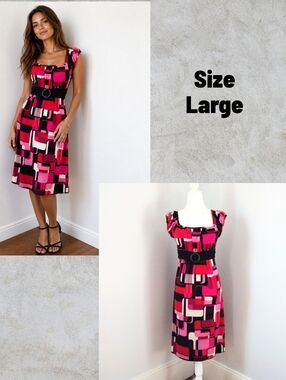 Volume One Women's Pink Color Block Dress Size Large